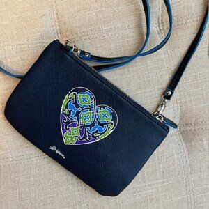 BRIGHTON BLUE SUMMER HEART MINI CROSSBODY BAG, DETACHABLE STRAP, CUTE!